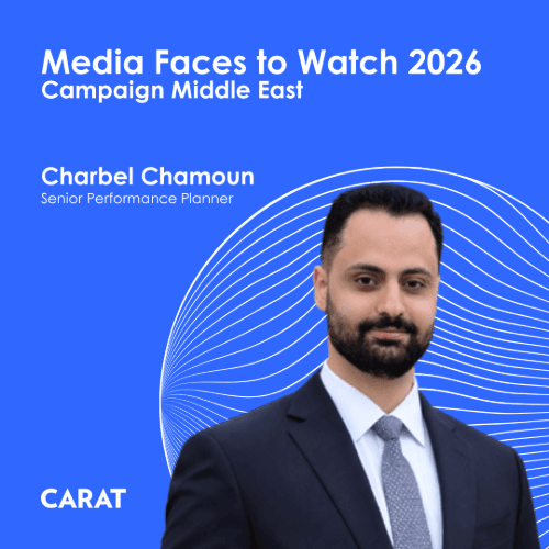 image of a smiling young man with a blue background and title Media Faces to Watch 2026