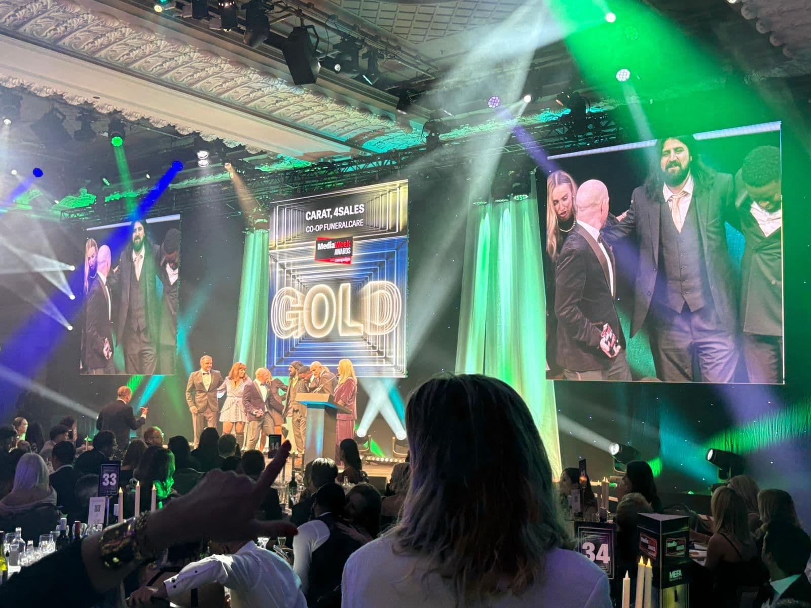 Co-op Funeralcare team winning at the MediaWeek Awards