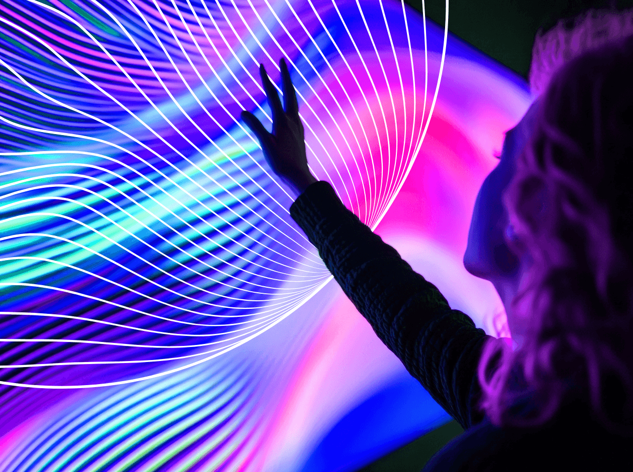 Women using sensory wall