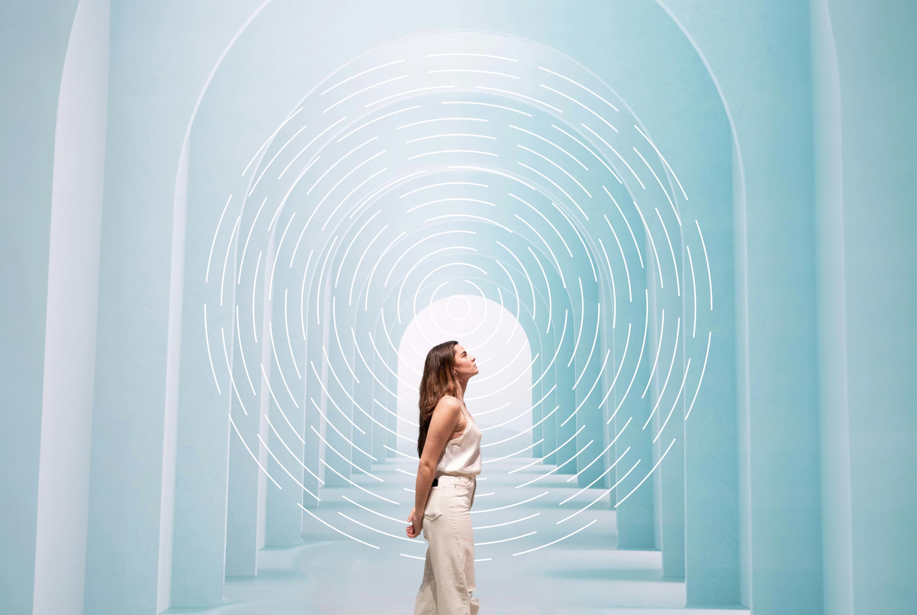 woman looking upwards