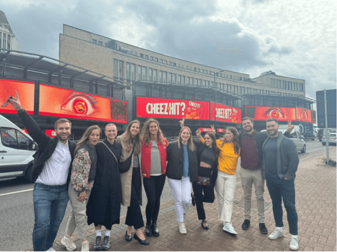 Cheez-It and Carat team in front of launch campaign