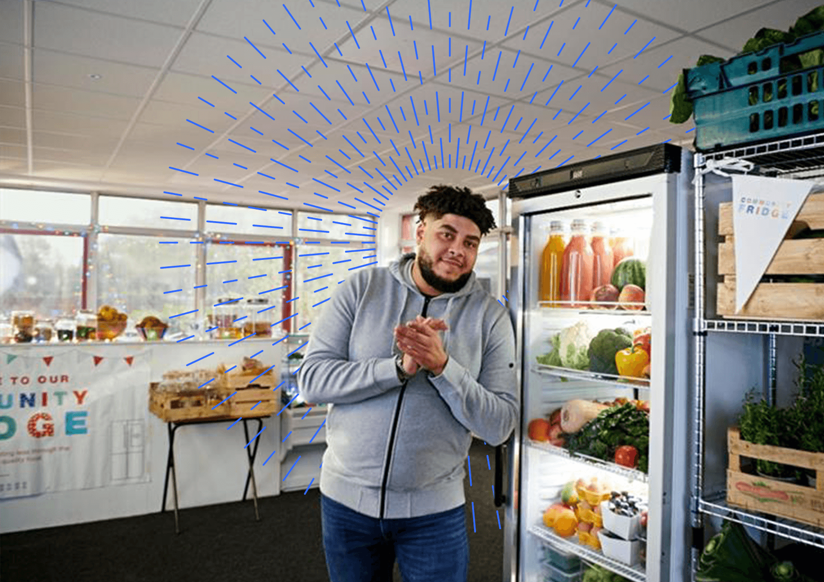 Man standing in front of fridge